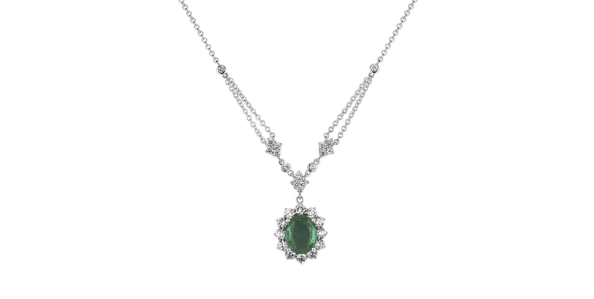 Diamond necklace with Emerald Divine Goddess