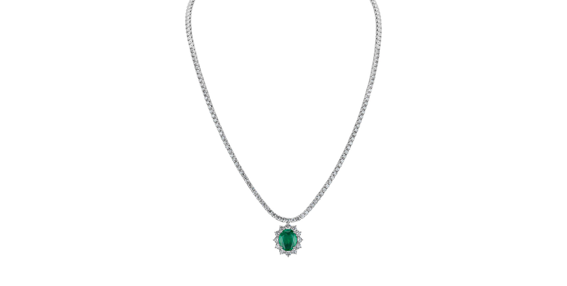Diamond necklace with Emerald Royal Treasure
