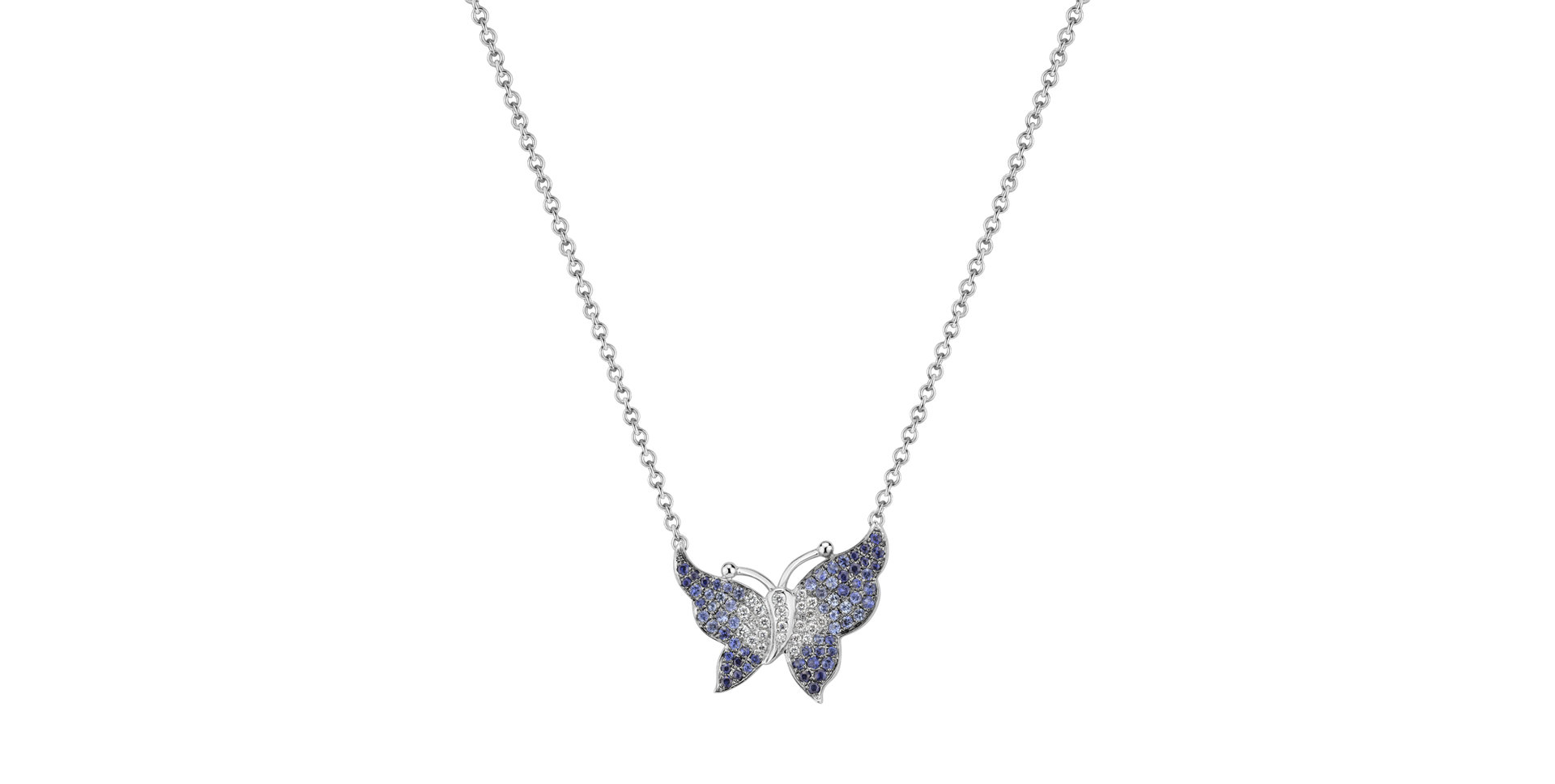 Diamond necklace with Sapphire Joyful Wings