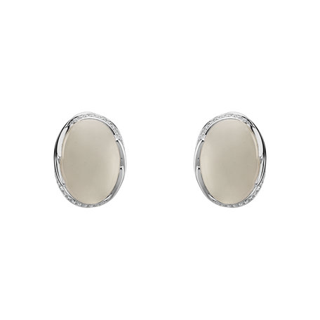 Diamond earrings with Moonstone Mystic Blossom