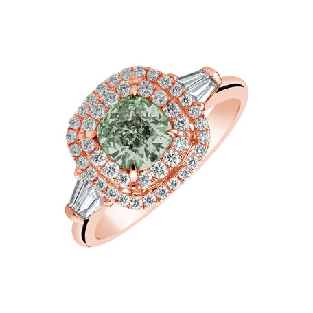 Ring with white and green diamonds Fascinating Countess
