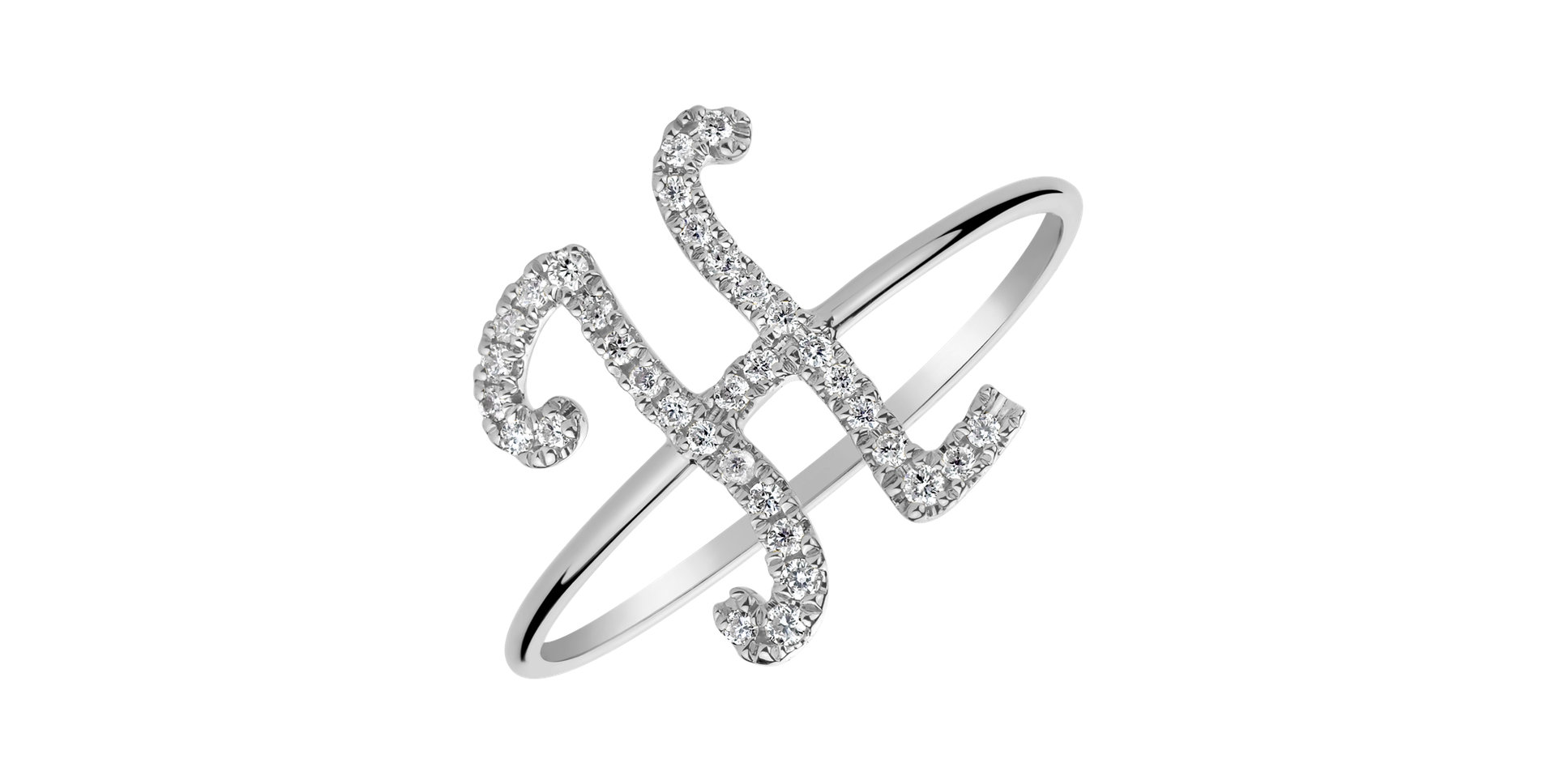 Diamond ring Curly Glittery H