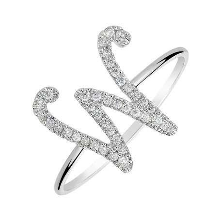 Diamond ring Curly Glittery W