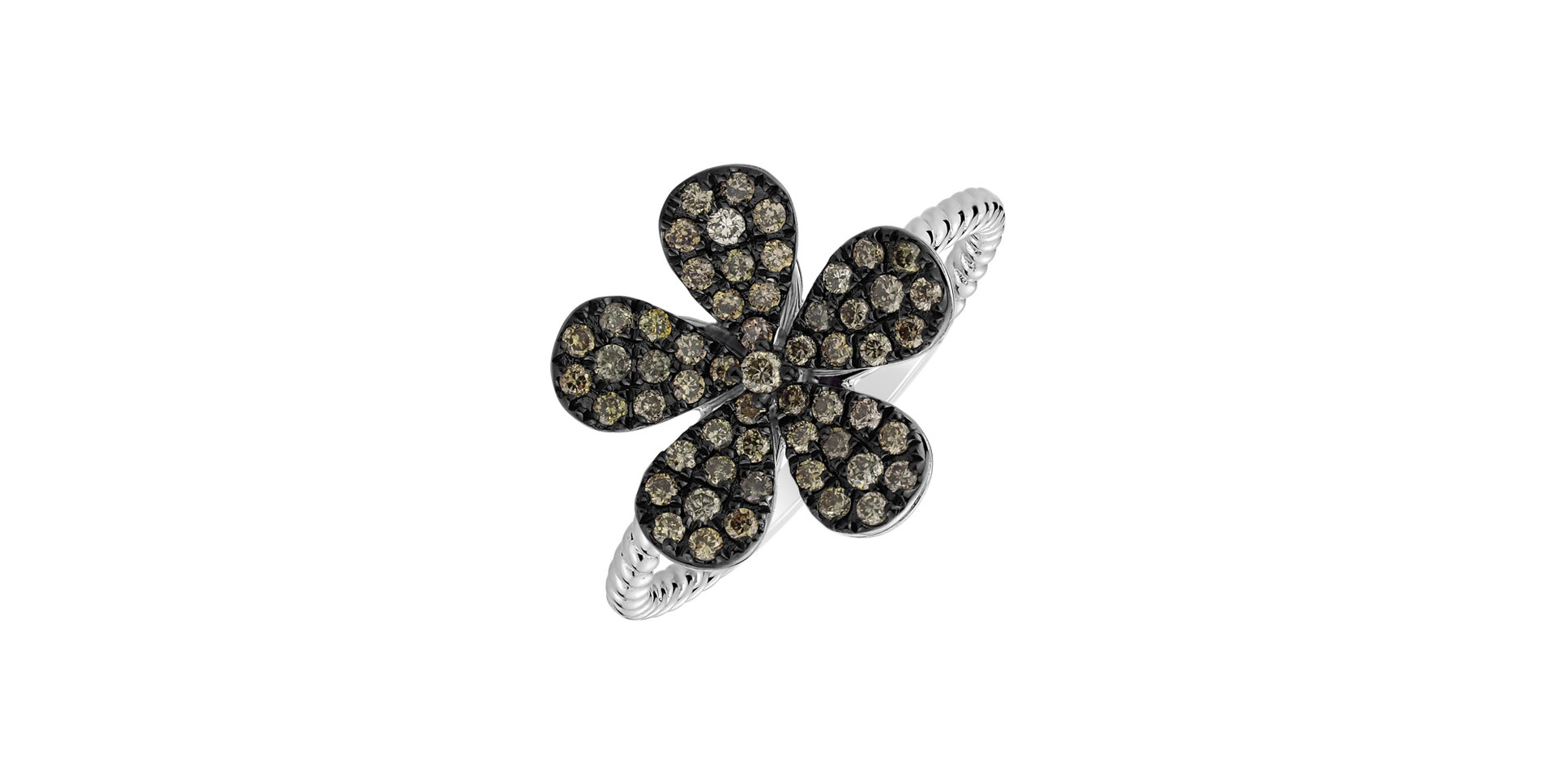 Ring with brown diamonds Flower Caress