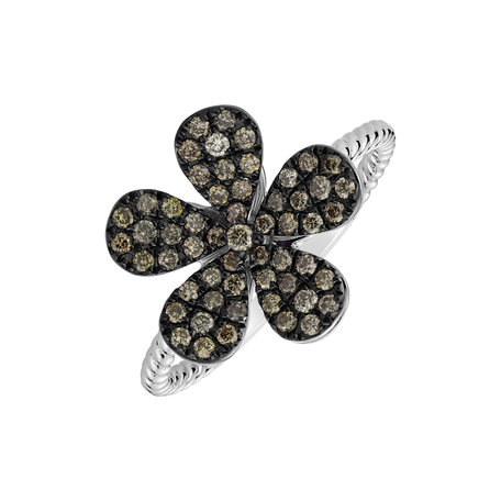 Ring with brown diamonds Flower Caress
