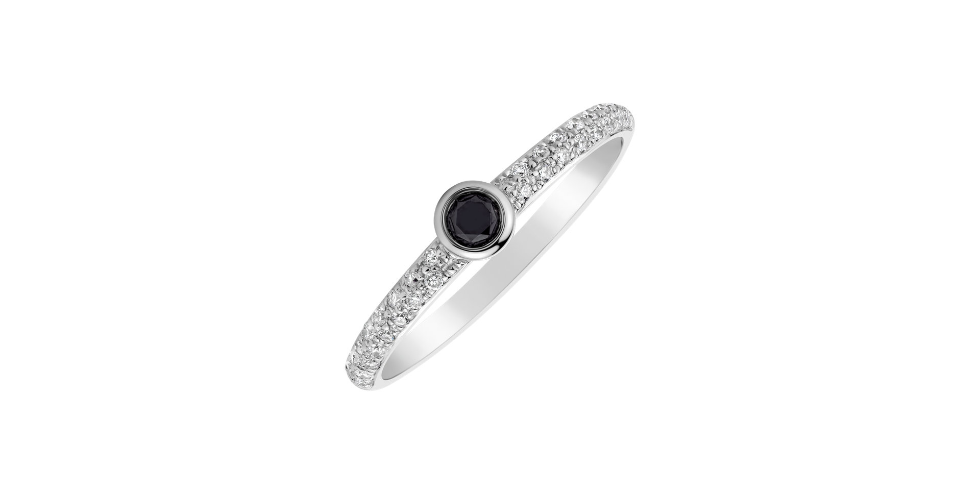 Ring with black and white diamonds Angel Ray