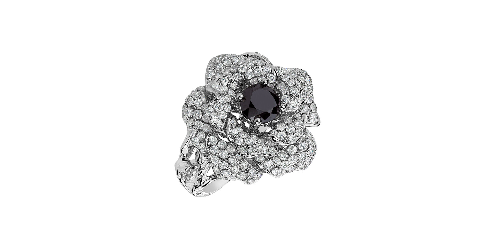Ring with black and white diamonds Black Eye