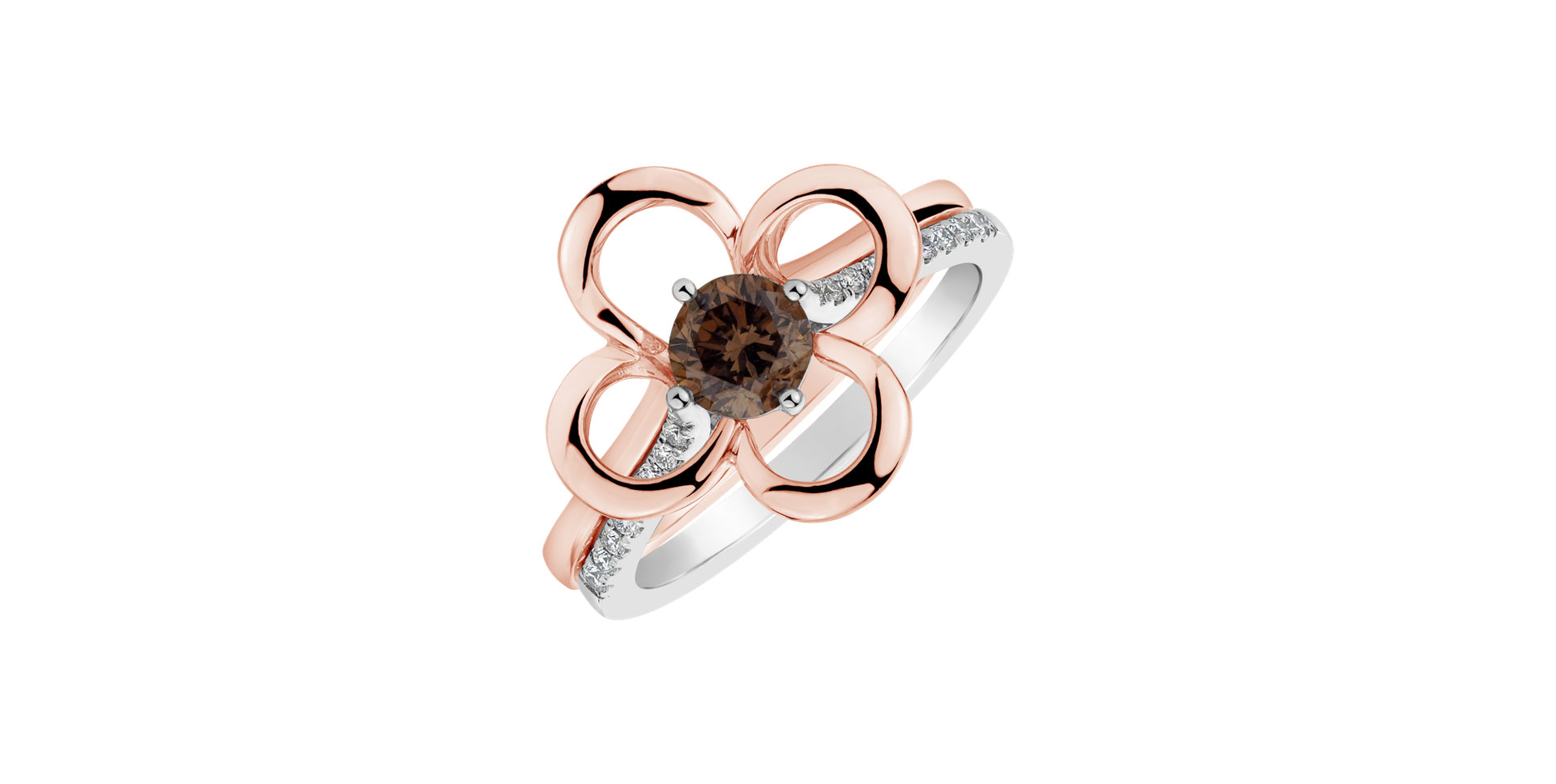 Ring with brown and white diamonds Astral