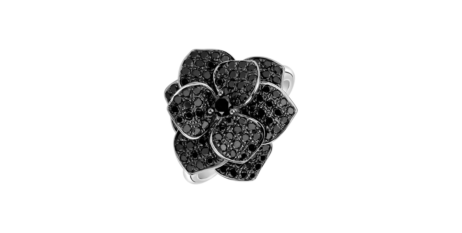 Ring with black diamonds Blooming Desire