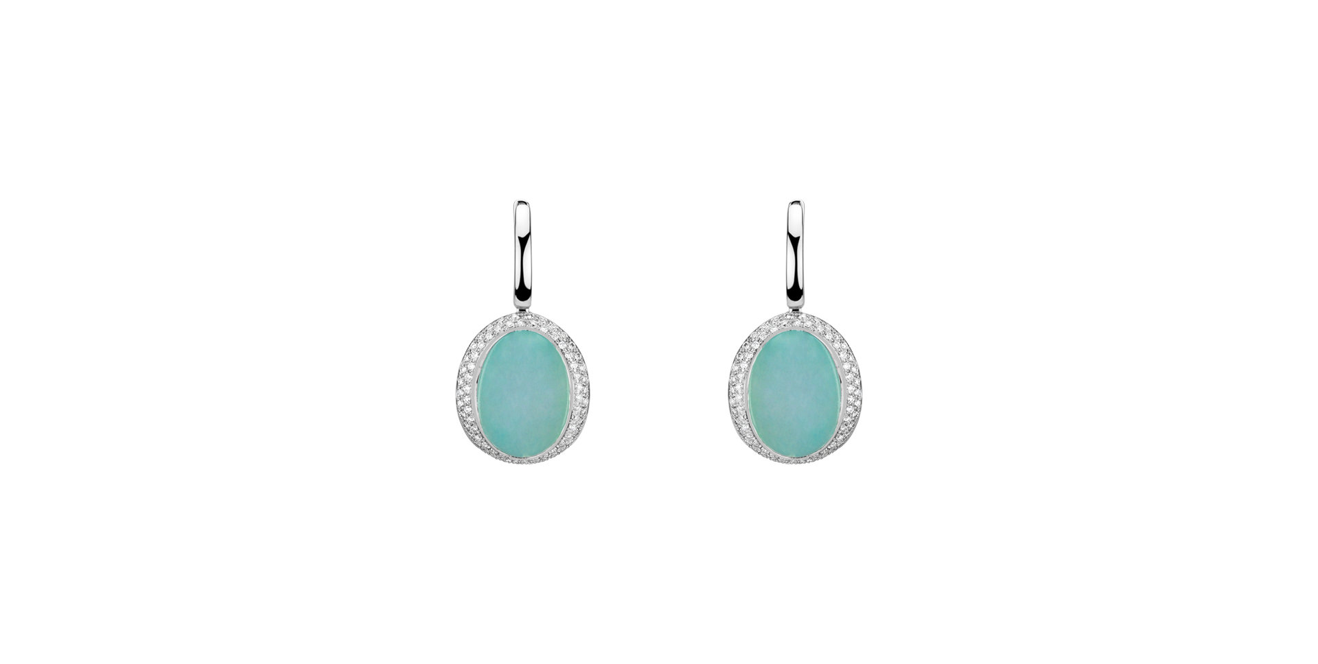 Diamond earrings with Chalcedony Rainbow Drop