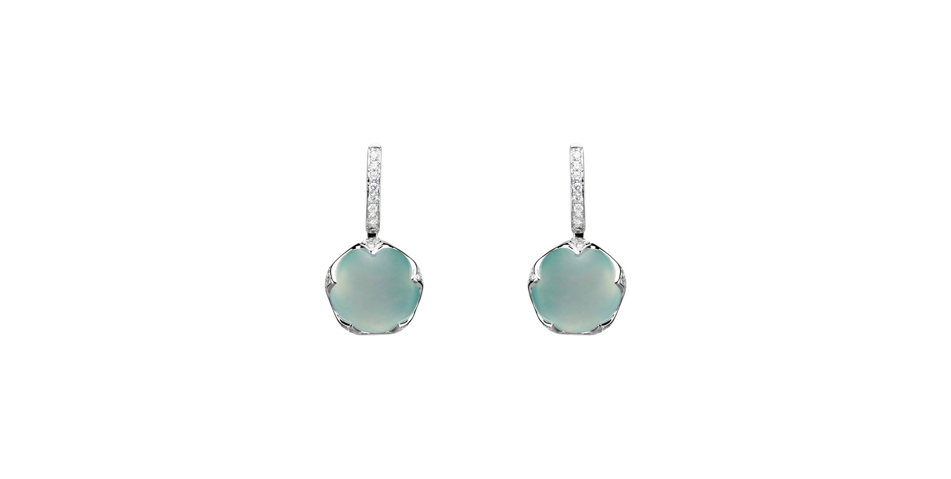 Diamond earrings with Chalcedony Vivid Blossom