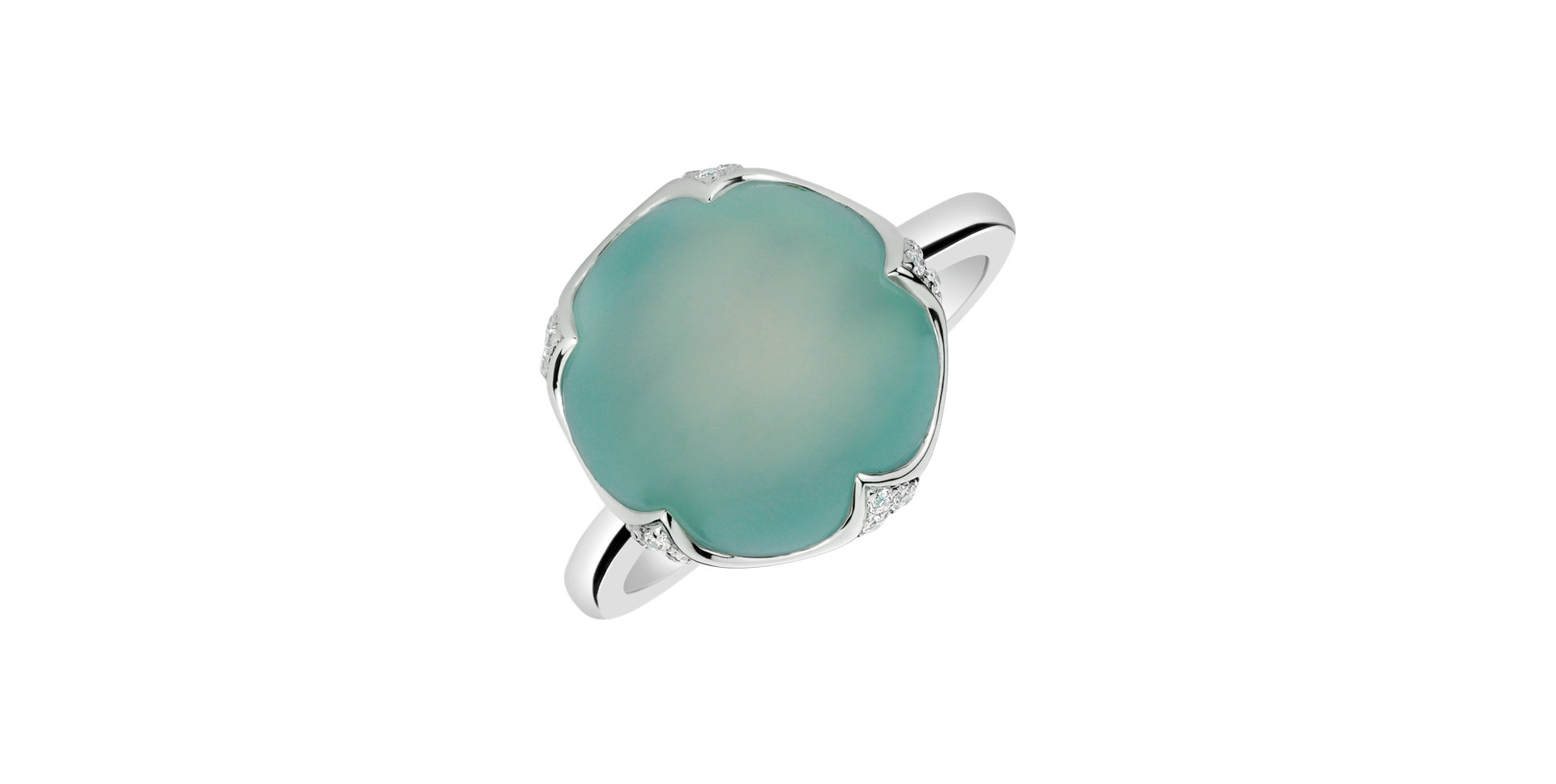 Diamond ring with Chalcedony Vivid Blossom