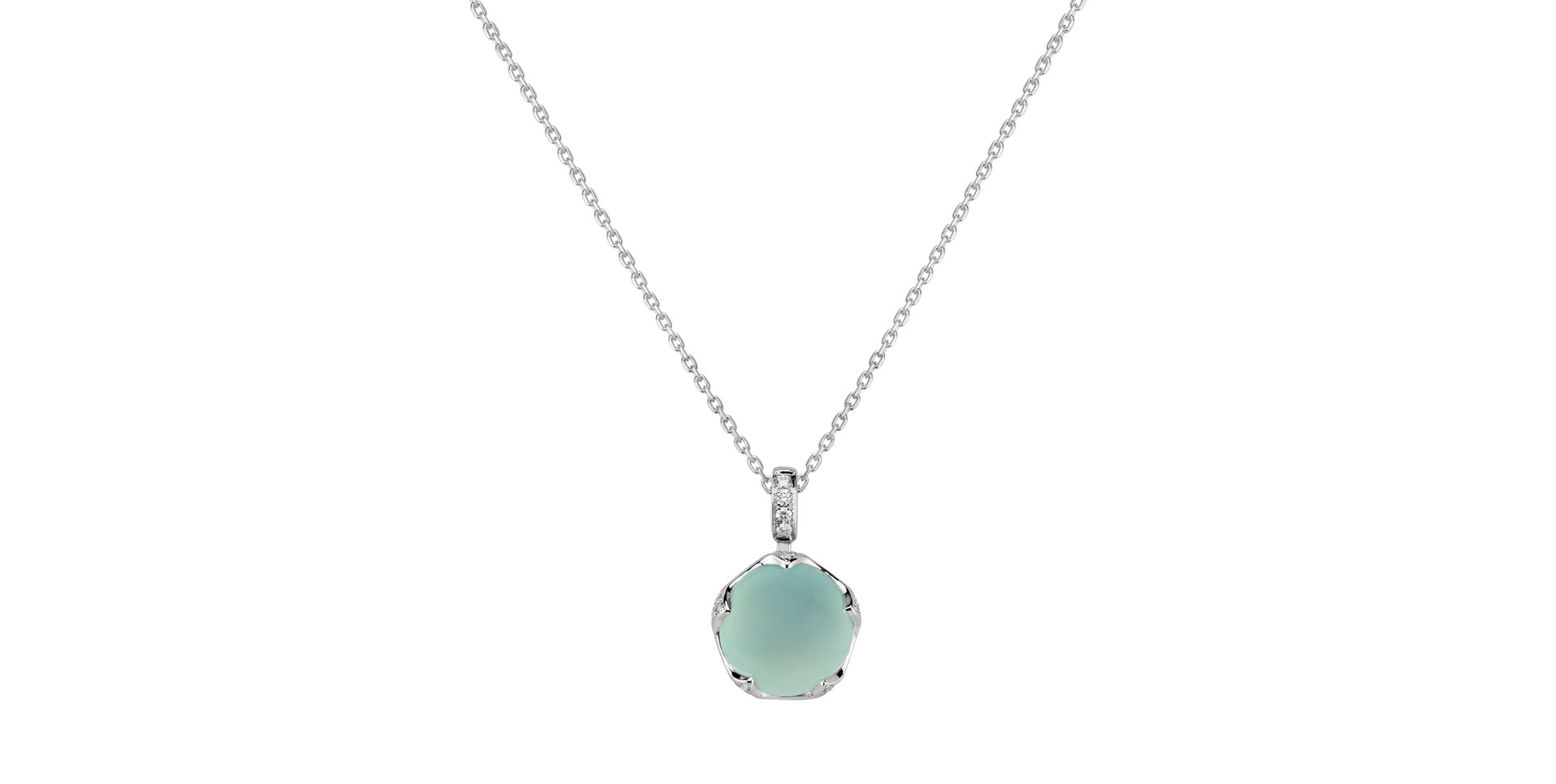 Diamond pendant with Chalcedony Vivid Blossom