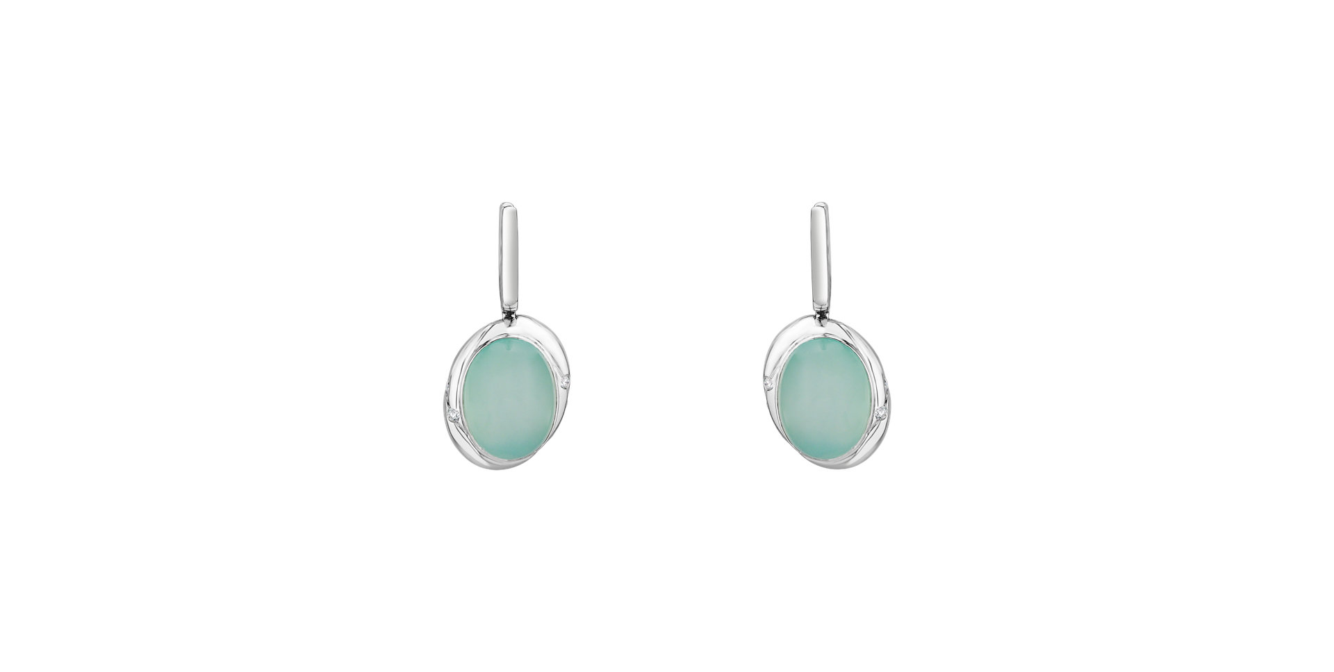 Diamond earrings with Chalcedony Gem Spirit