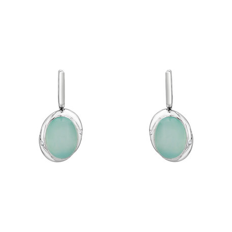 Diamond earrings with Chalcedony Gem Spirit