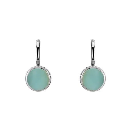 Diamond earrings with Chalcedony Mellow Blossom