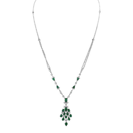 Diamond necklace with Emerald Red Glance