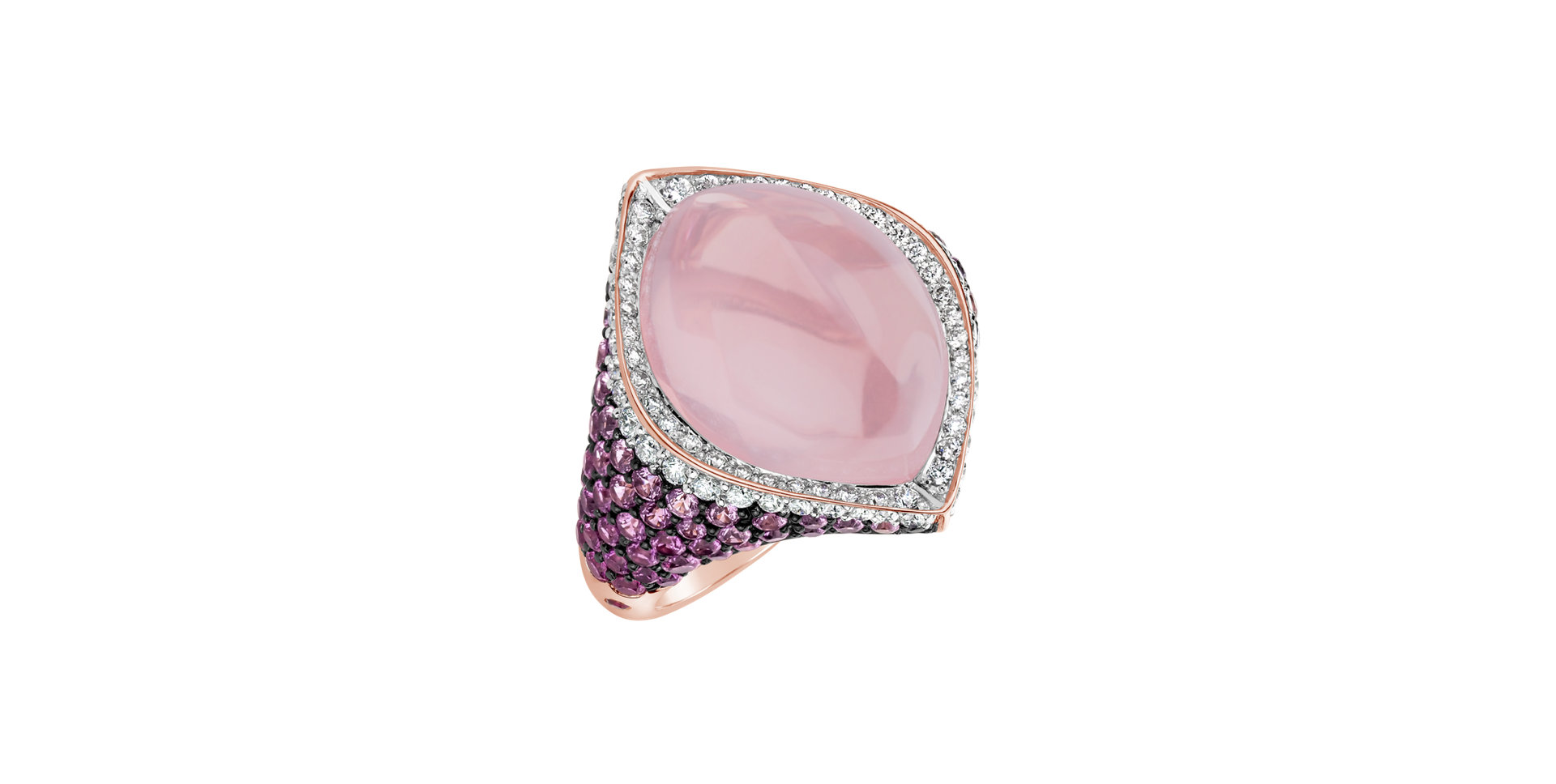 Diamond ring with Rose Quartz and Sapphire Dream Jewel