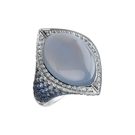 Diamond ring with Chalcedony and Sapphire Dream Jewel