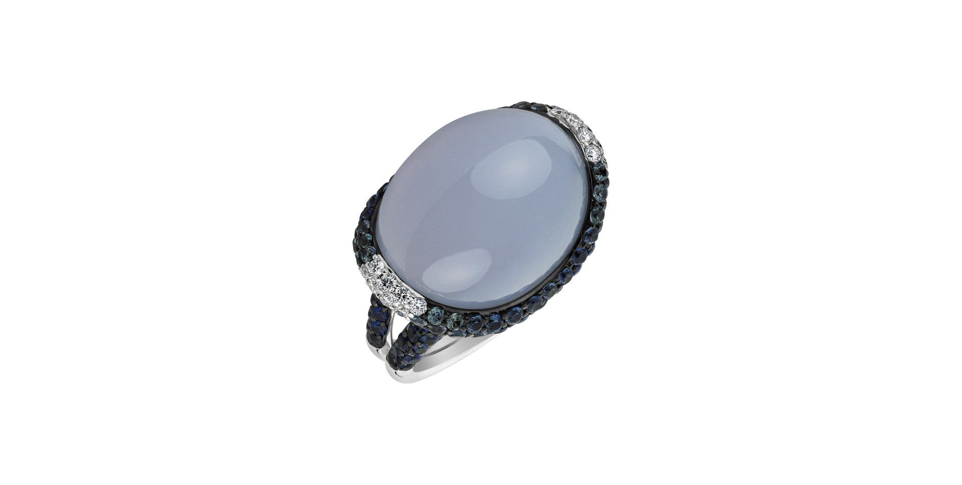 Diamond ring with Chalcedony and Sapphire Magic Temptation
