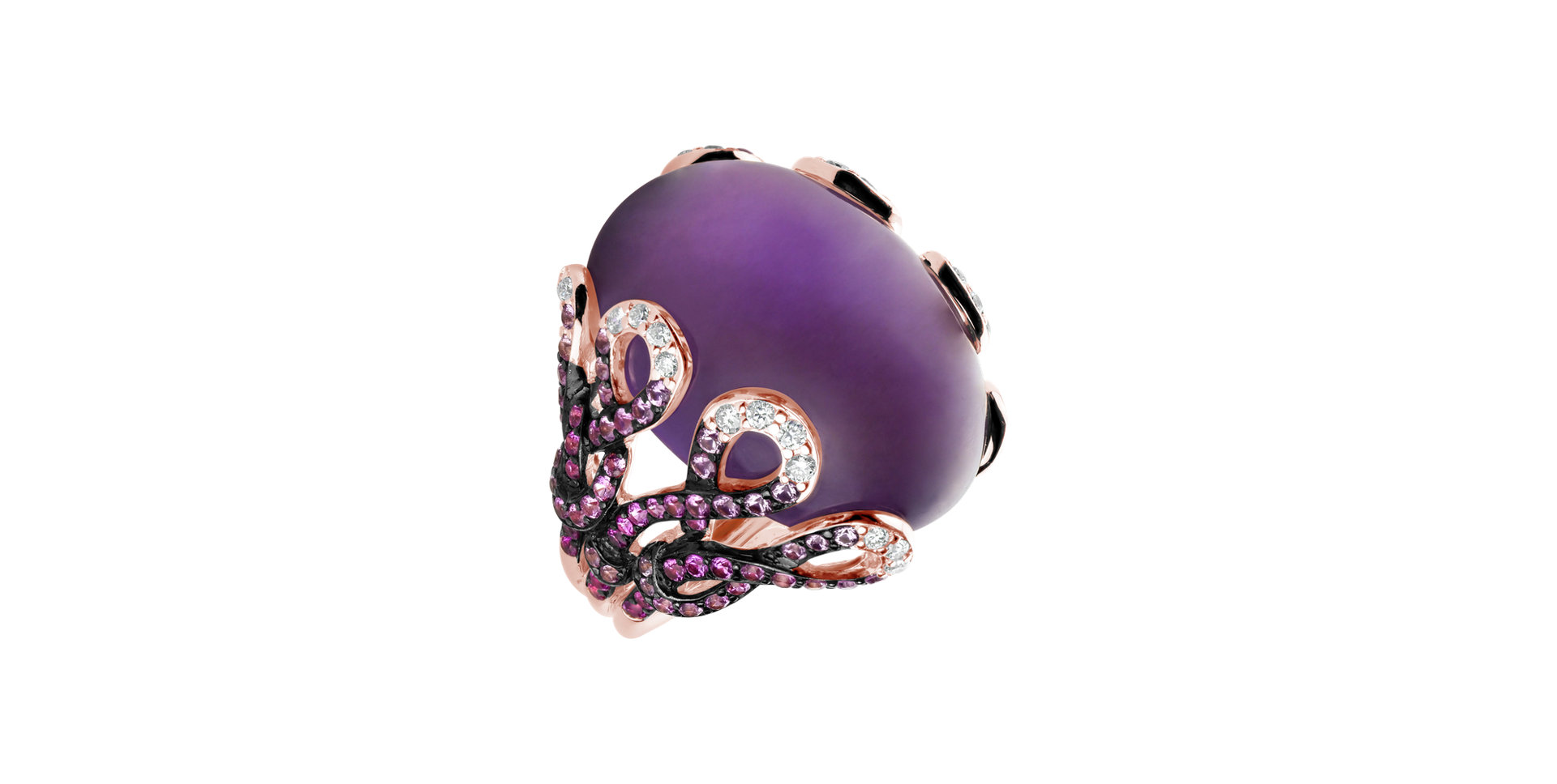 Diamond ring with Amethyst and Sapphire Heaven Pomp