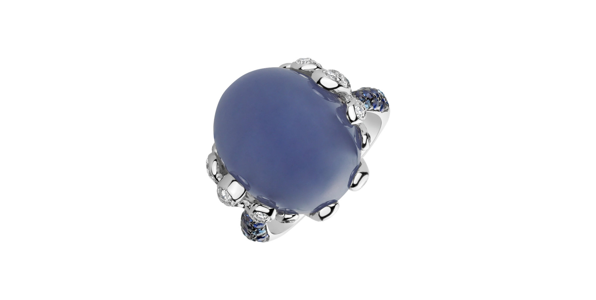 Diamond ring with Chalcedony and Sapphire Heaven Temptation