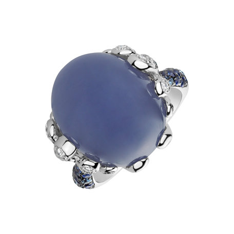 Diamond ring with Chalcedony and Sapphire Heaven Temptation