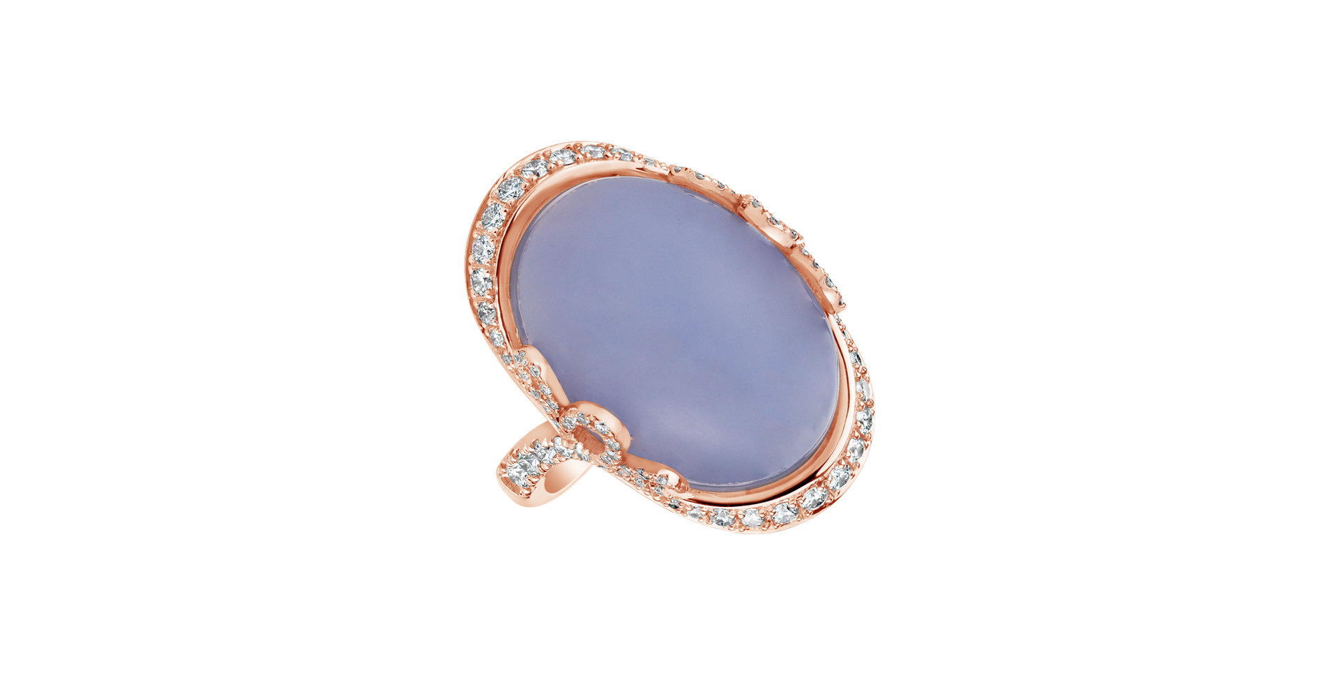 Diamond ring with Chalcedony Glorious Gem