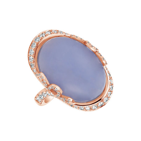 Diamond ring with Chalcedony Glorious Gem