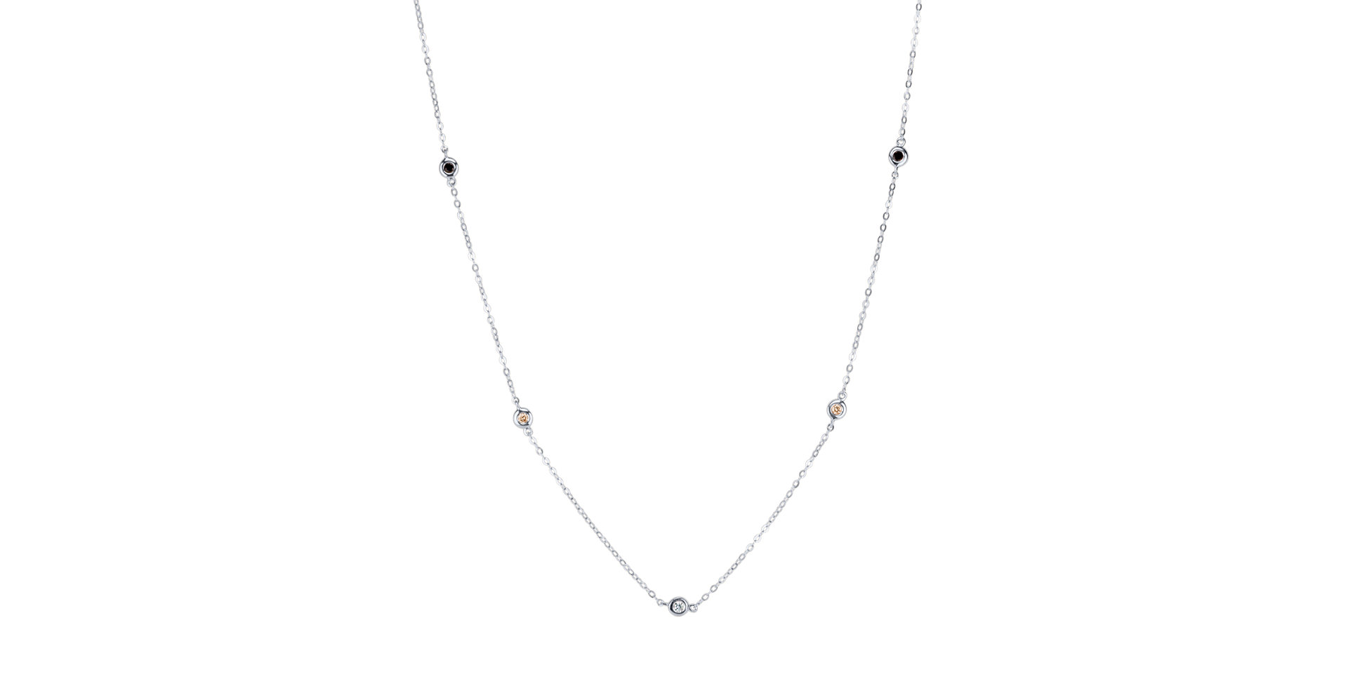 Necklace with white, brown and black diamonds Dots