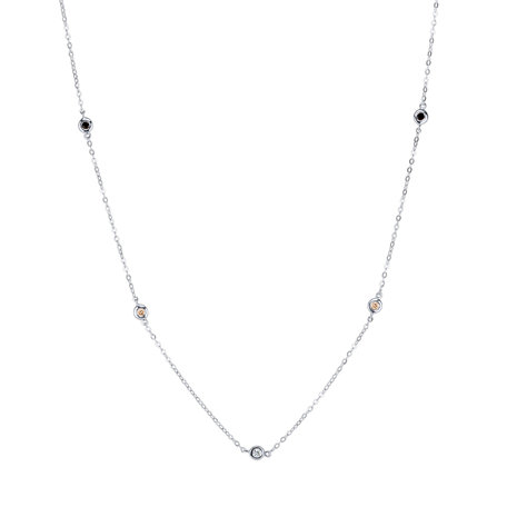 Necklace with white, brown and black diamonds Dots