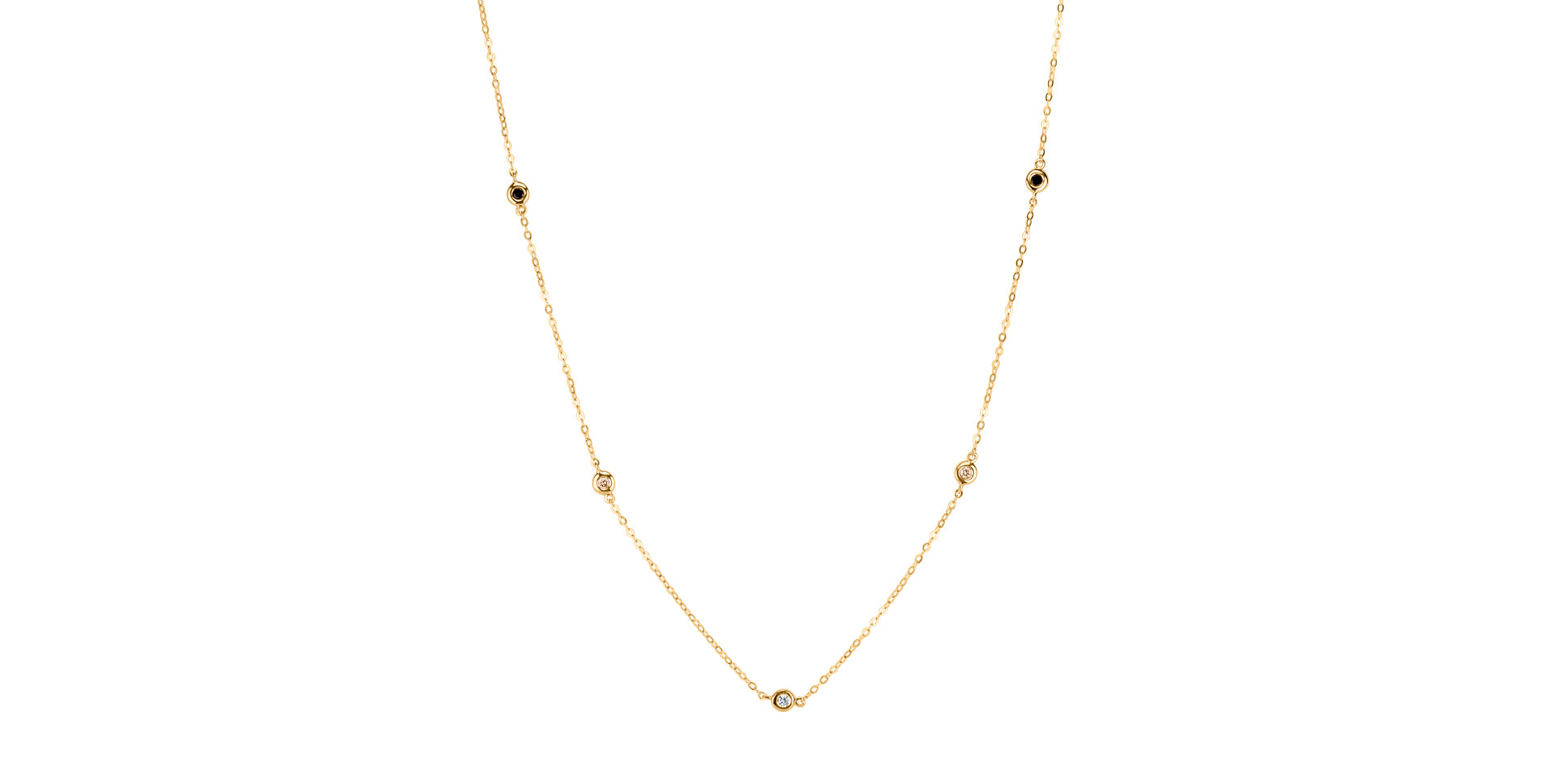 Necklace with white, brown and black diamonds Dots