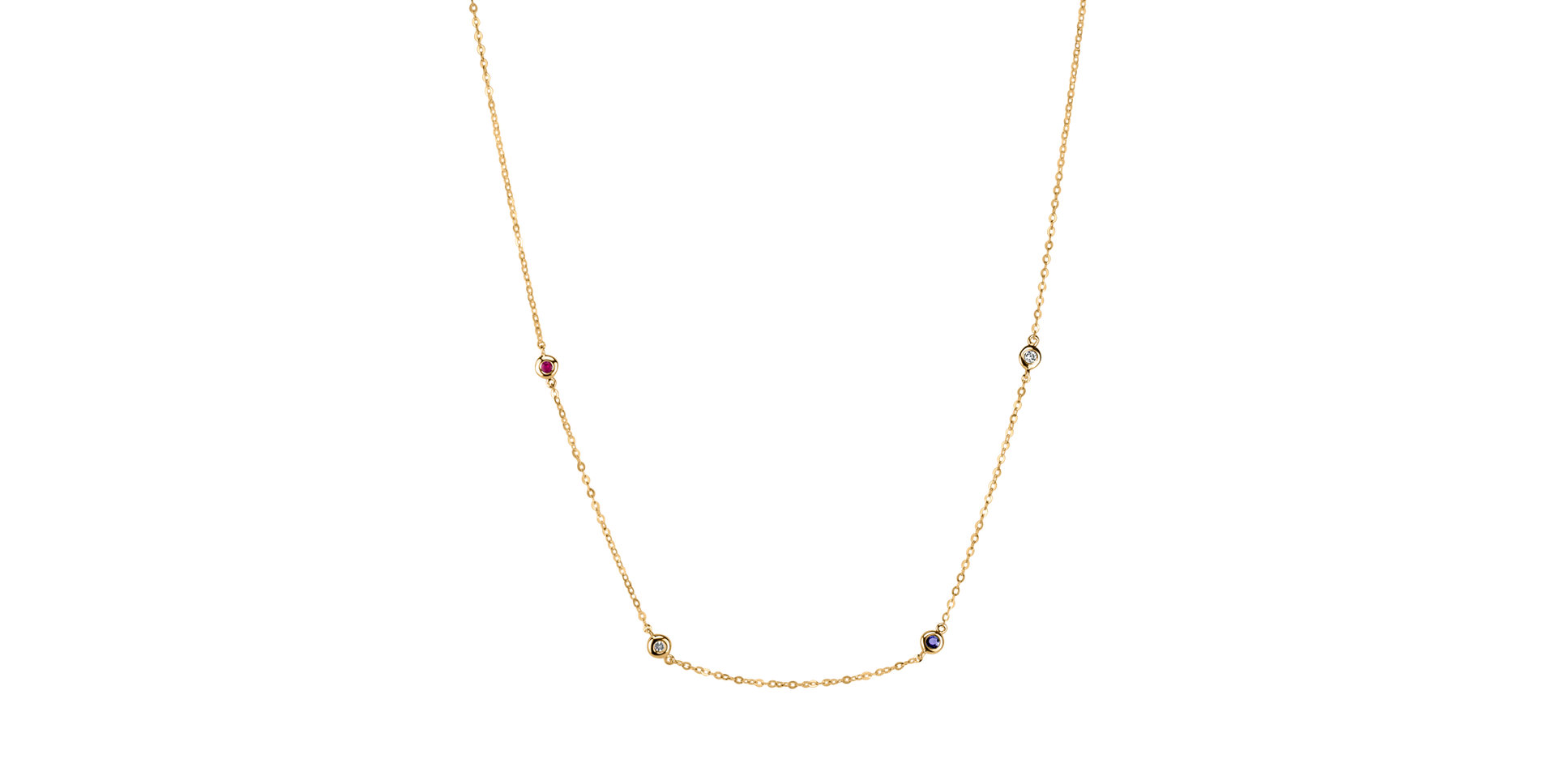 Diamond necklace with Ruby and Sapphire Dots