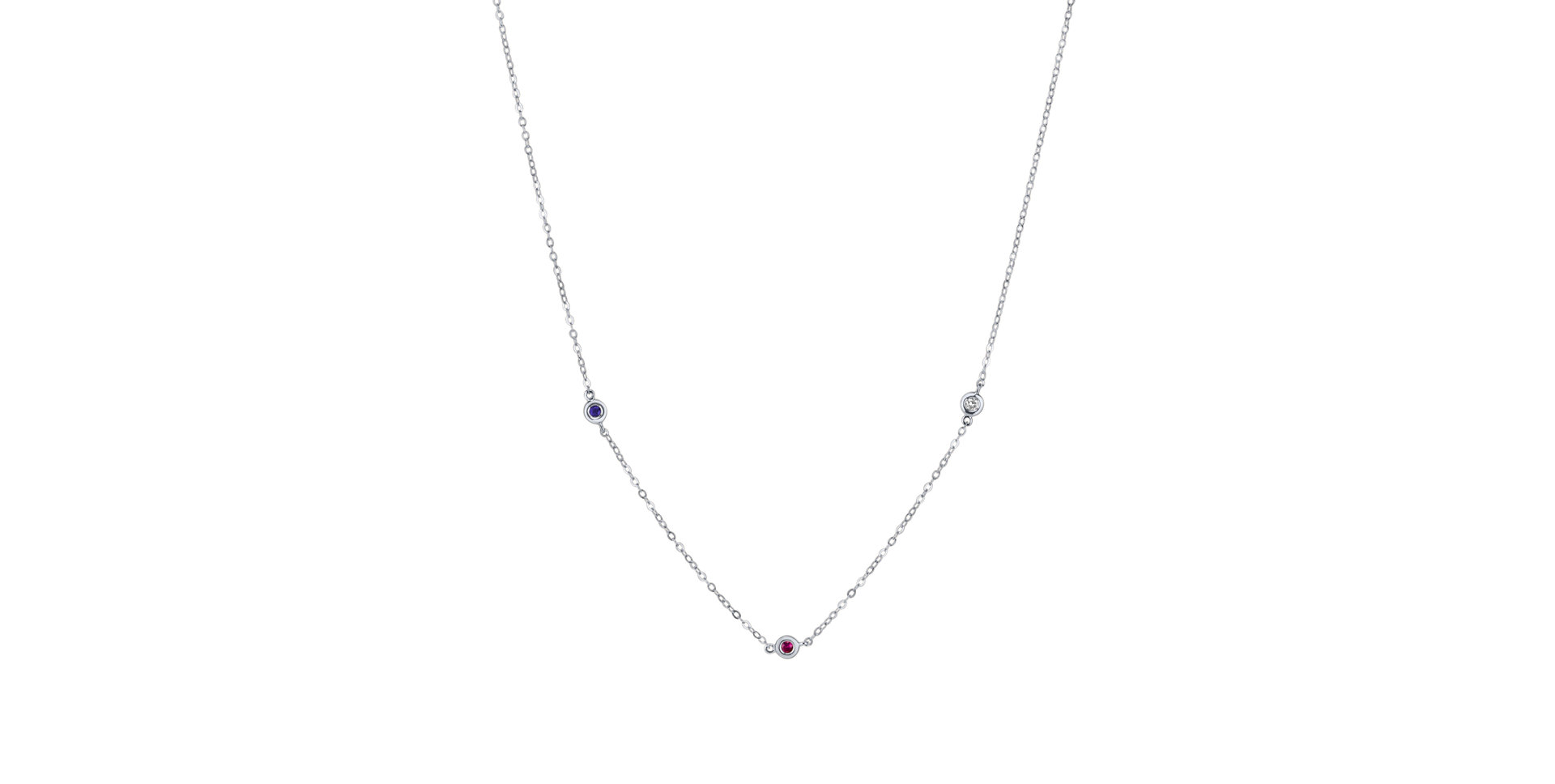 Diamond necklace with Ruby and Sapphire Dots