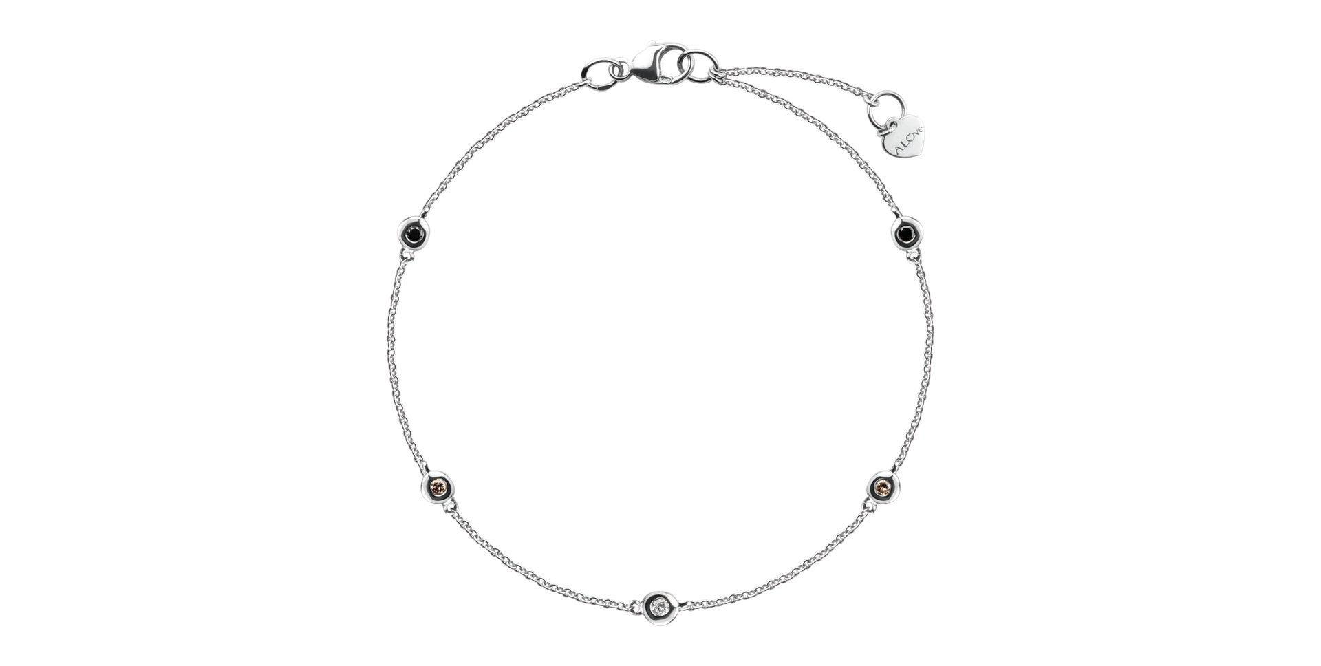 Bracelet with white, brown and black diamonds Dots