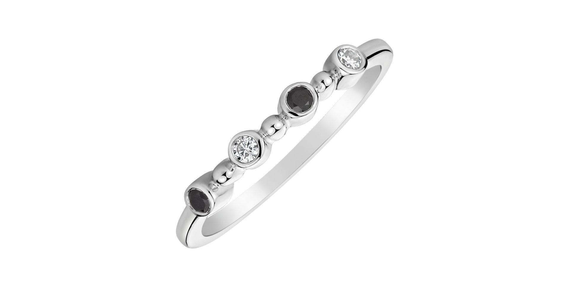 Ring with black and white diamonds Simplicity