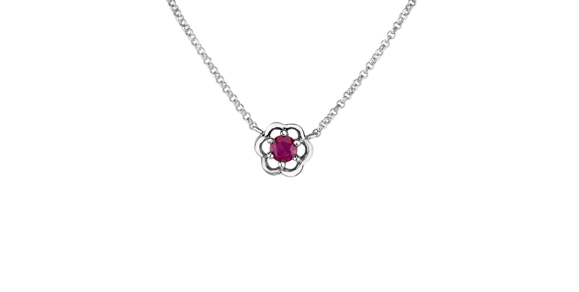 Necklace with Ruby Flower Gem