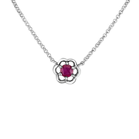 Necklace with Ruby Flower Gem