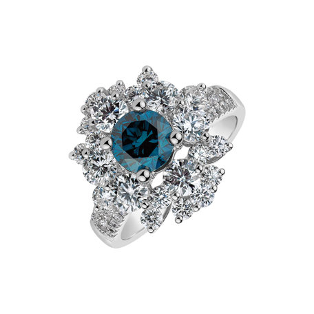 Ring with blue diamonds and white diamonds Passion Treasure