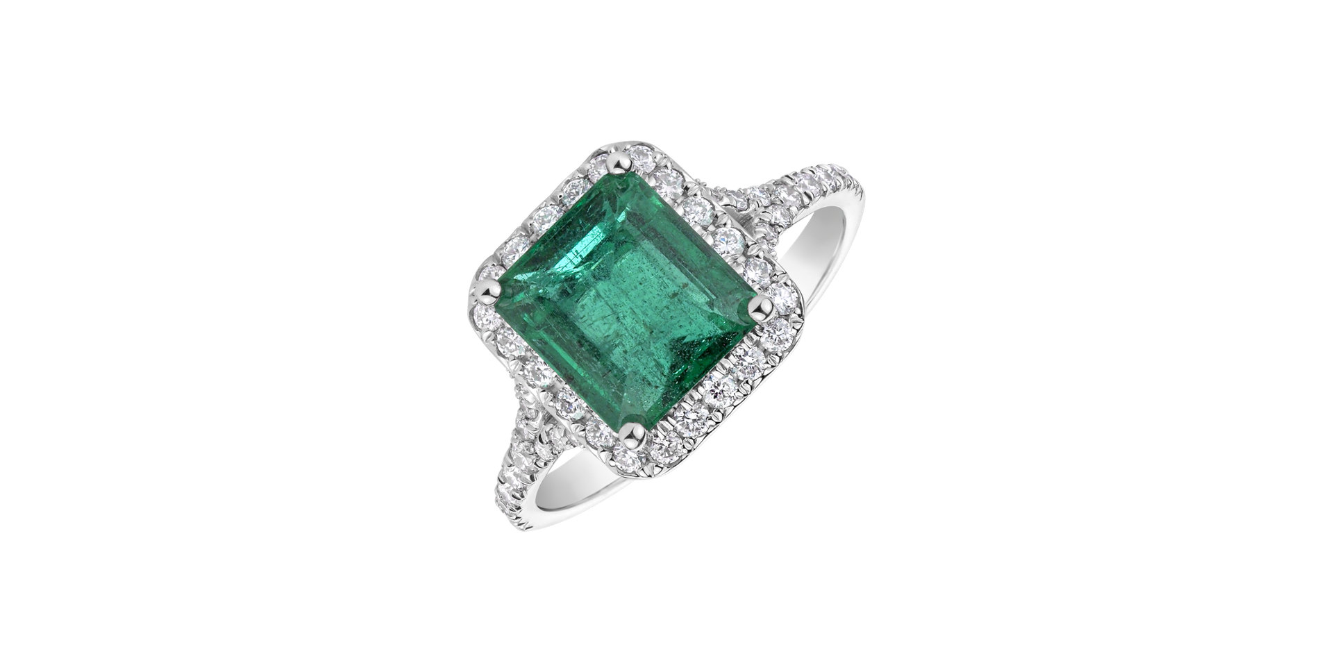Diamond ring with Emerald Fantasy Gem