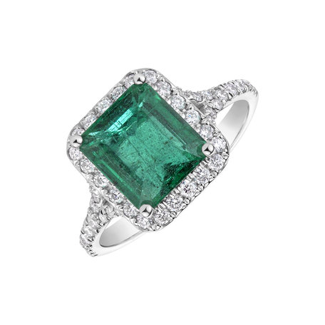 Diamond ring with Emerald Fantasy Gem