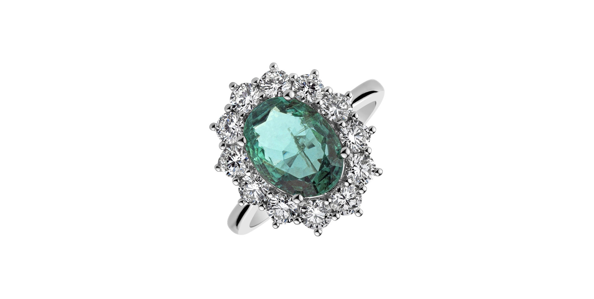 Diamond ring with Emerald Sky Goddess