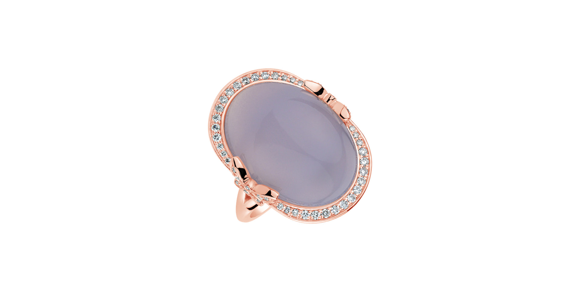 Diamond ring with Chalcedony Lilac Shade