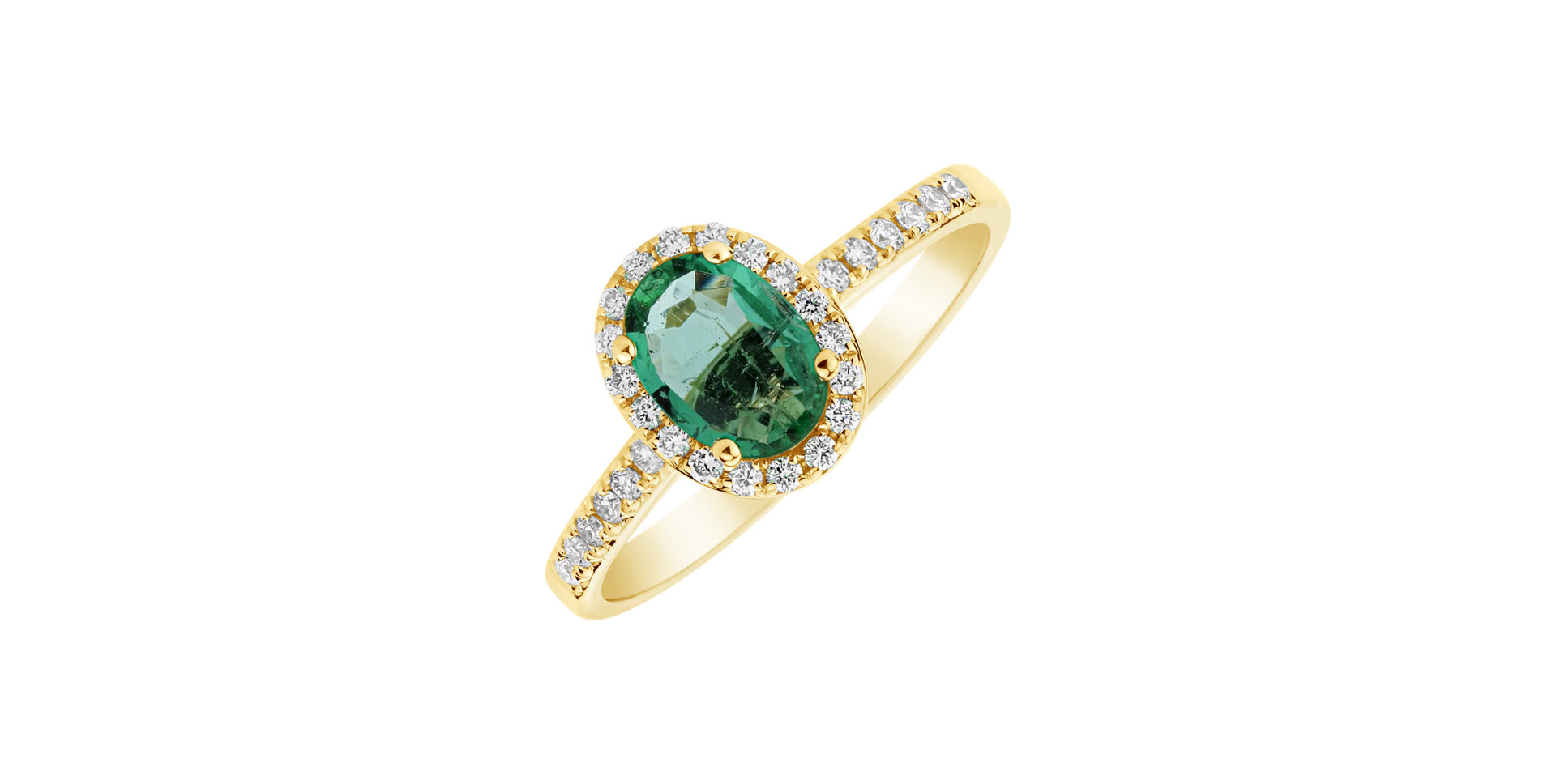 Diamond ring with Emerald Sintharia