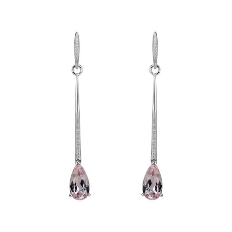 Diamond earrings with Morganite Infinite Marvel