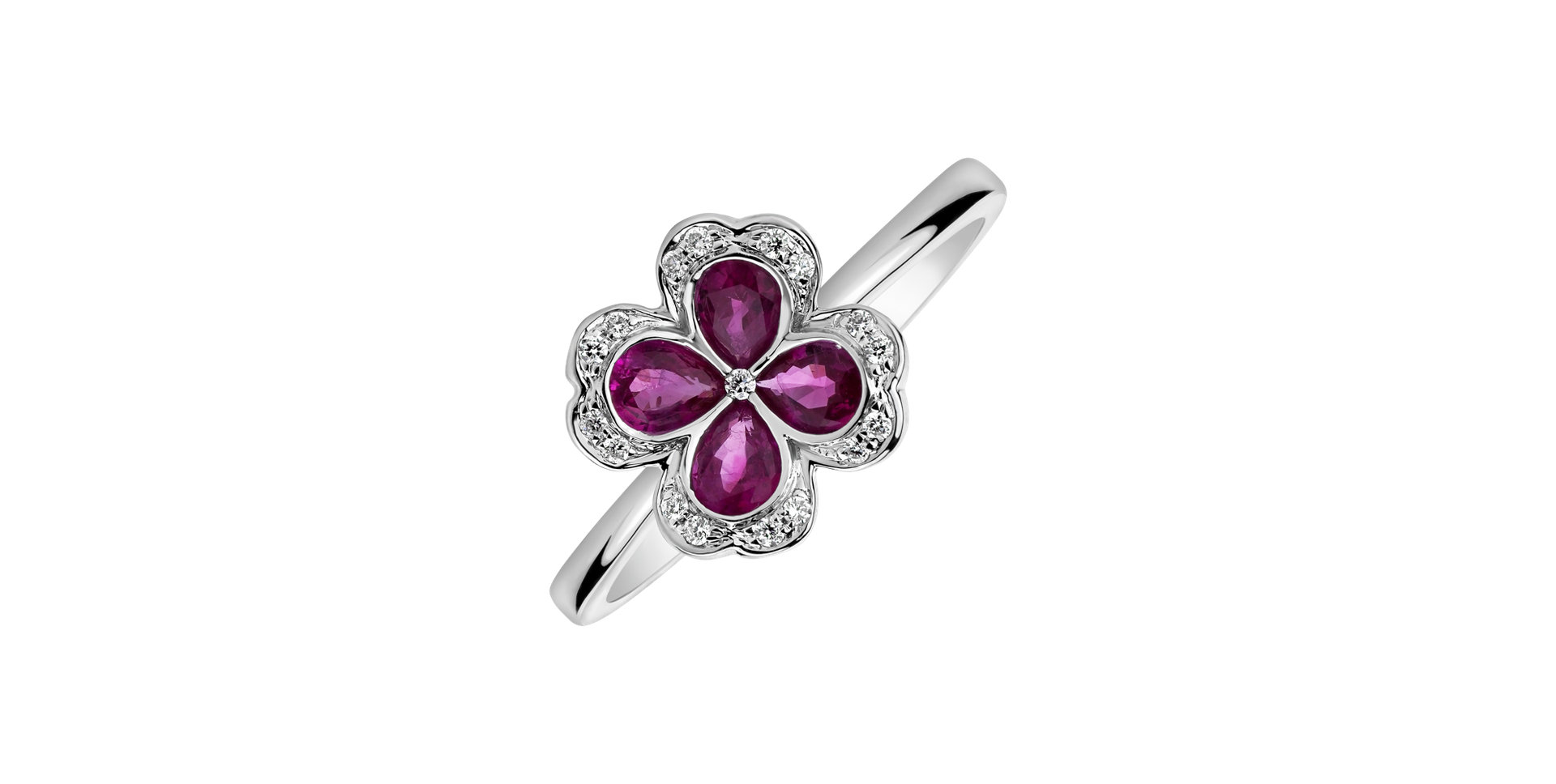 Diamond ring with Ruby Pink Luck