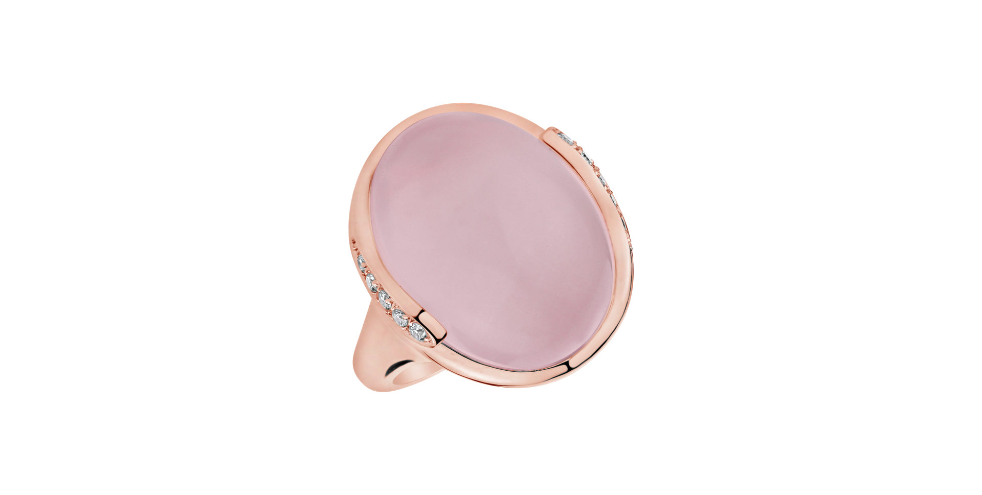 Diamond ring with Rose Quartz Charming Opera