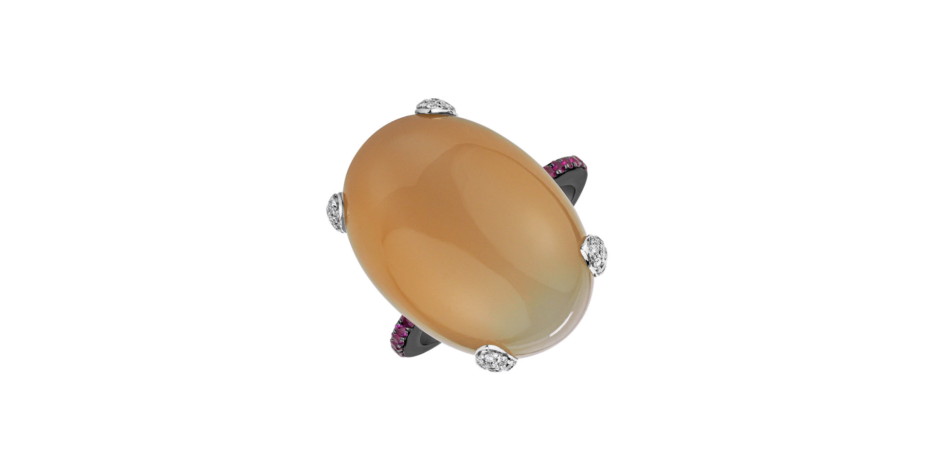 Diamond ring with Ruby and Moonstone Noble Gem