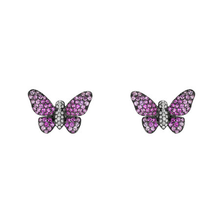 Diamond earrings and Sapphire Enticing Butterfly