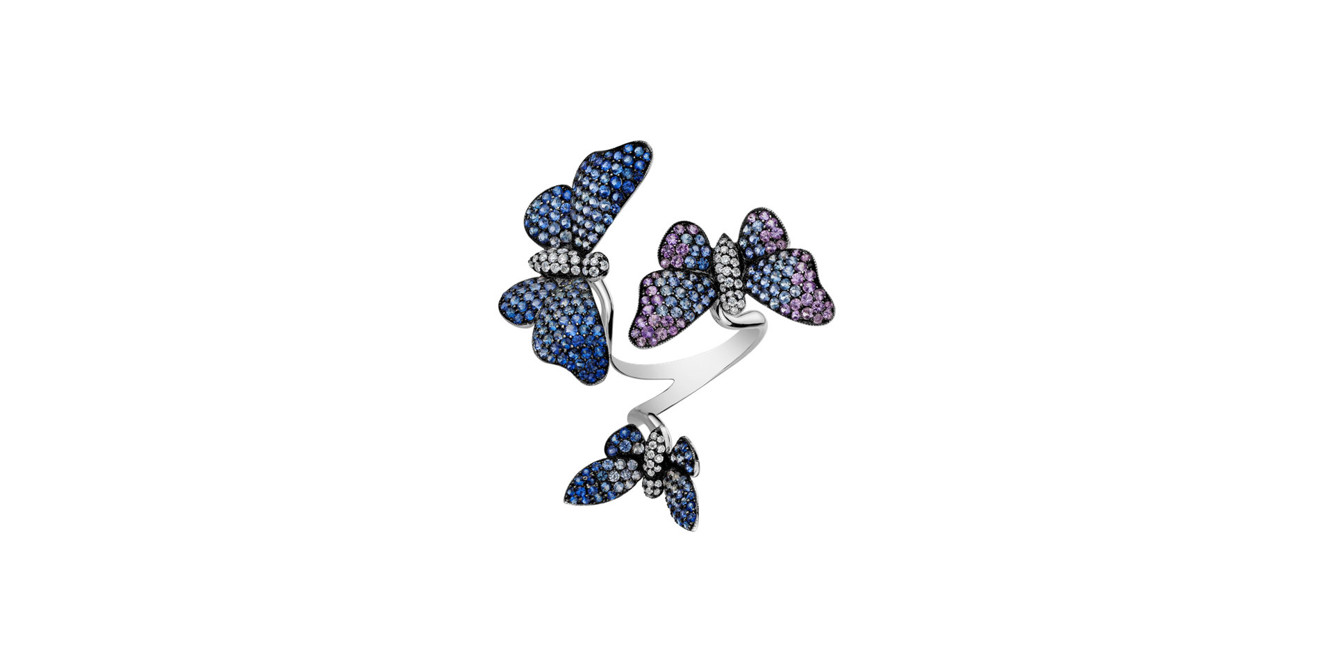 Diamond ring with Sapphire Pompous Butterfly